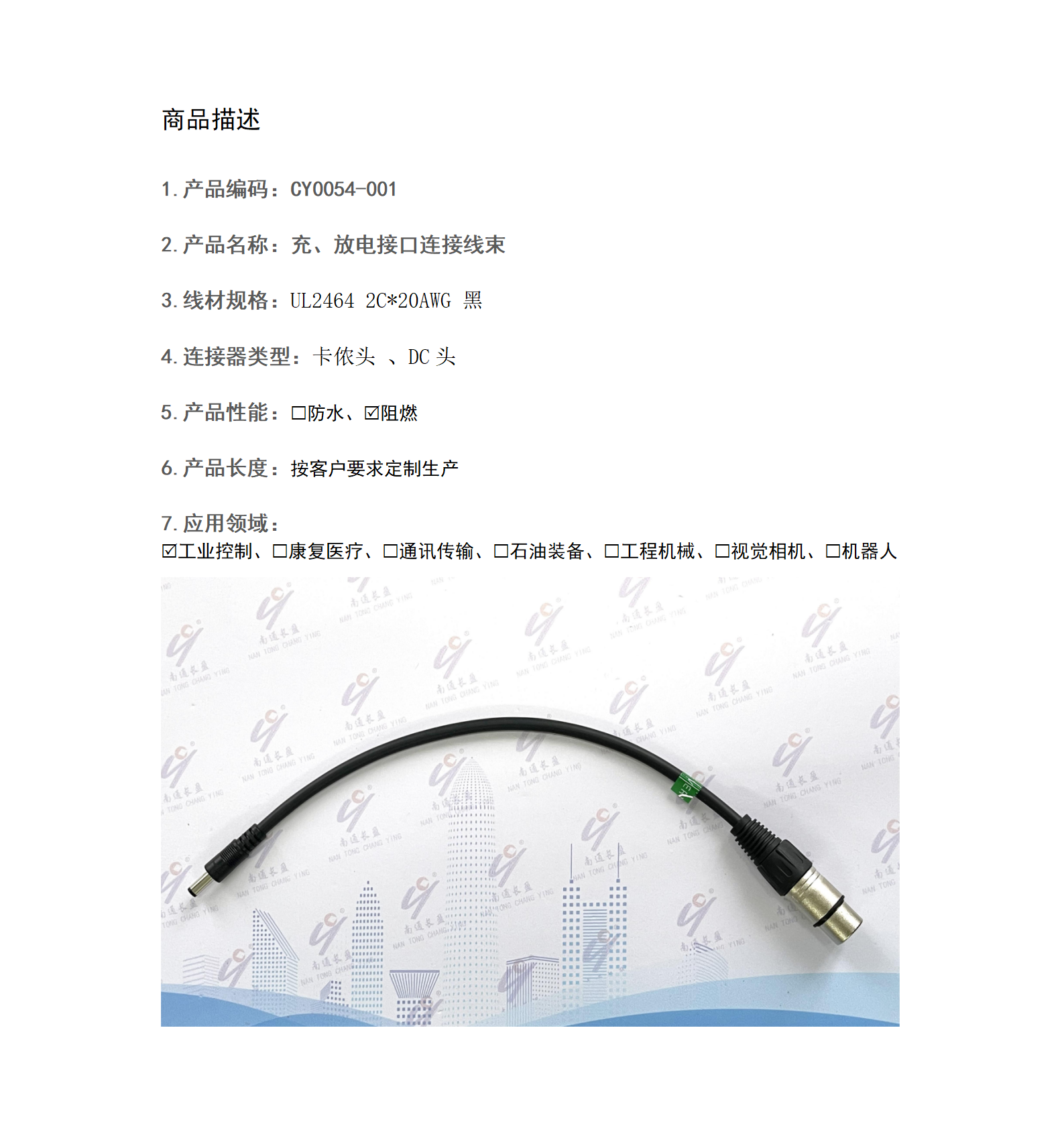 CY0054-001 充、放電接口連接線束